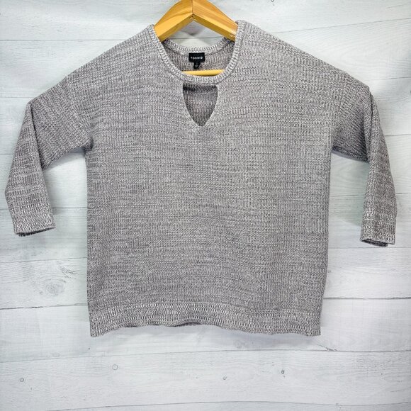 Torrid Womens Sweater Plus 2  (2X) Gray Knit Cutout Neck Long Sleeve Pullover - Picture 2 of 13